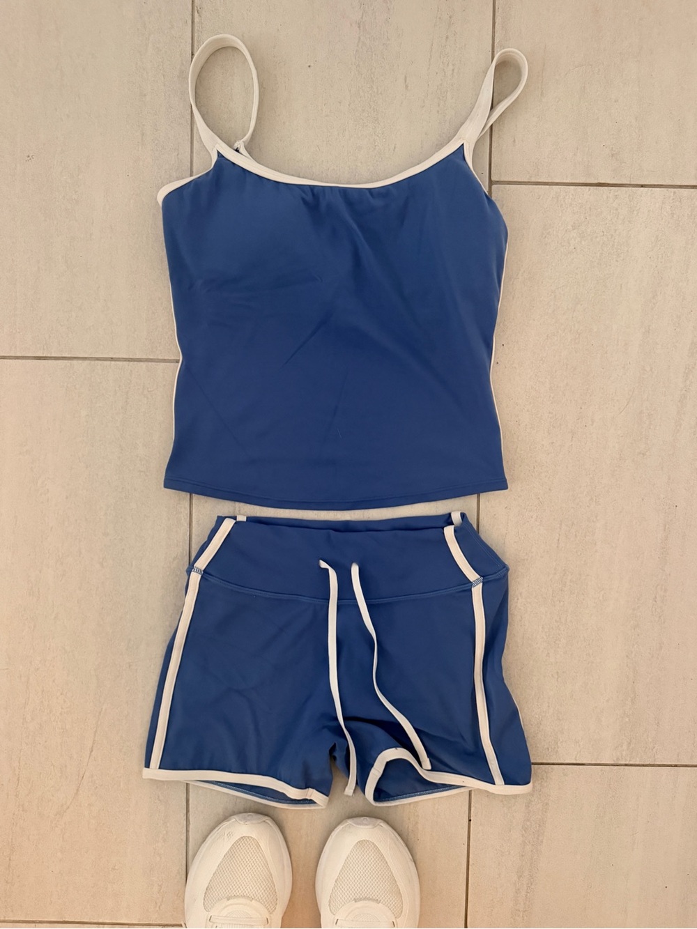 P'tula Royal Blue Cami & White-Trim Shorts Sleep Set